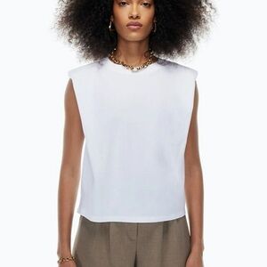Babaton Shoulder Pad Tank - White